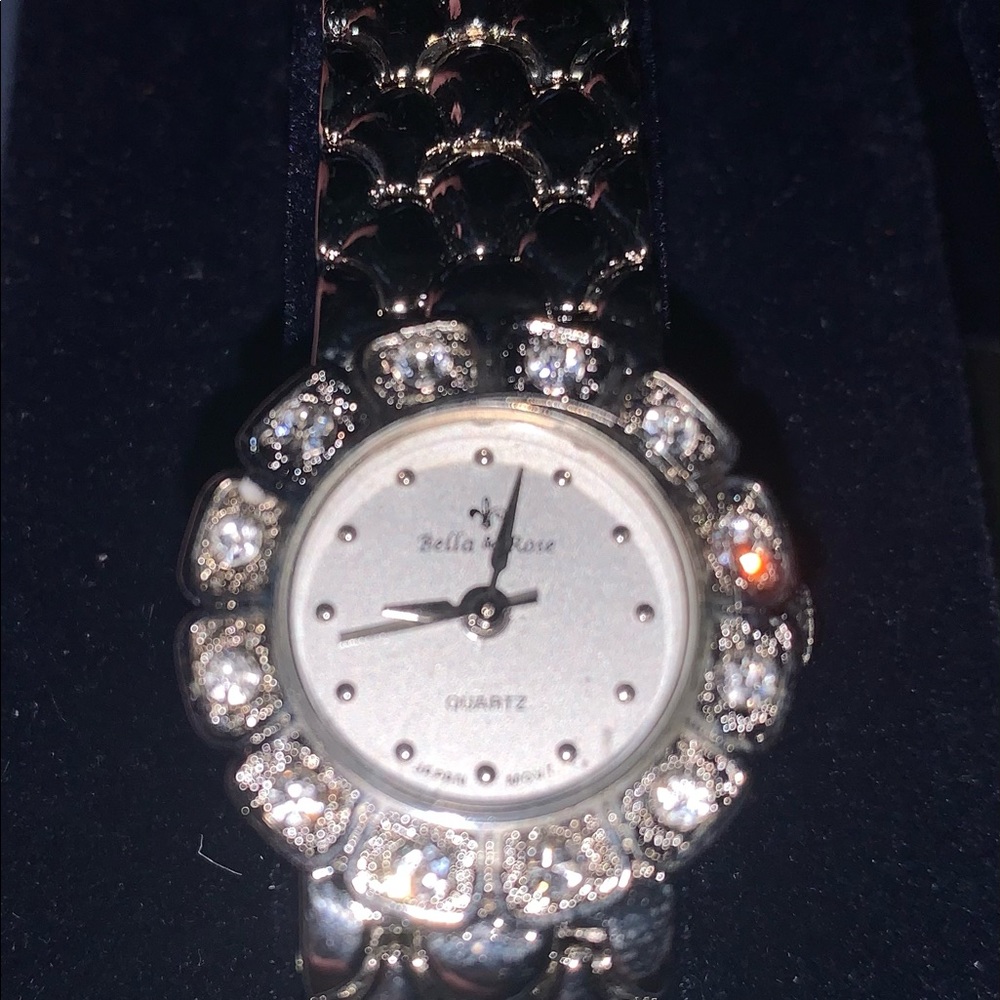 Silver watch.
